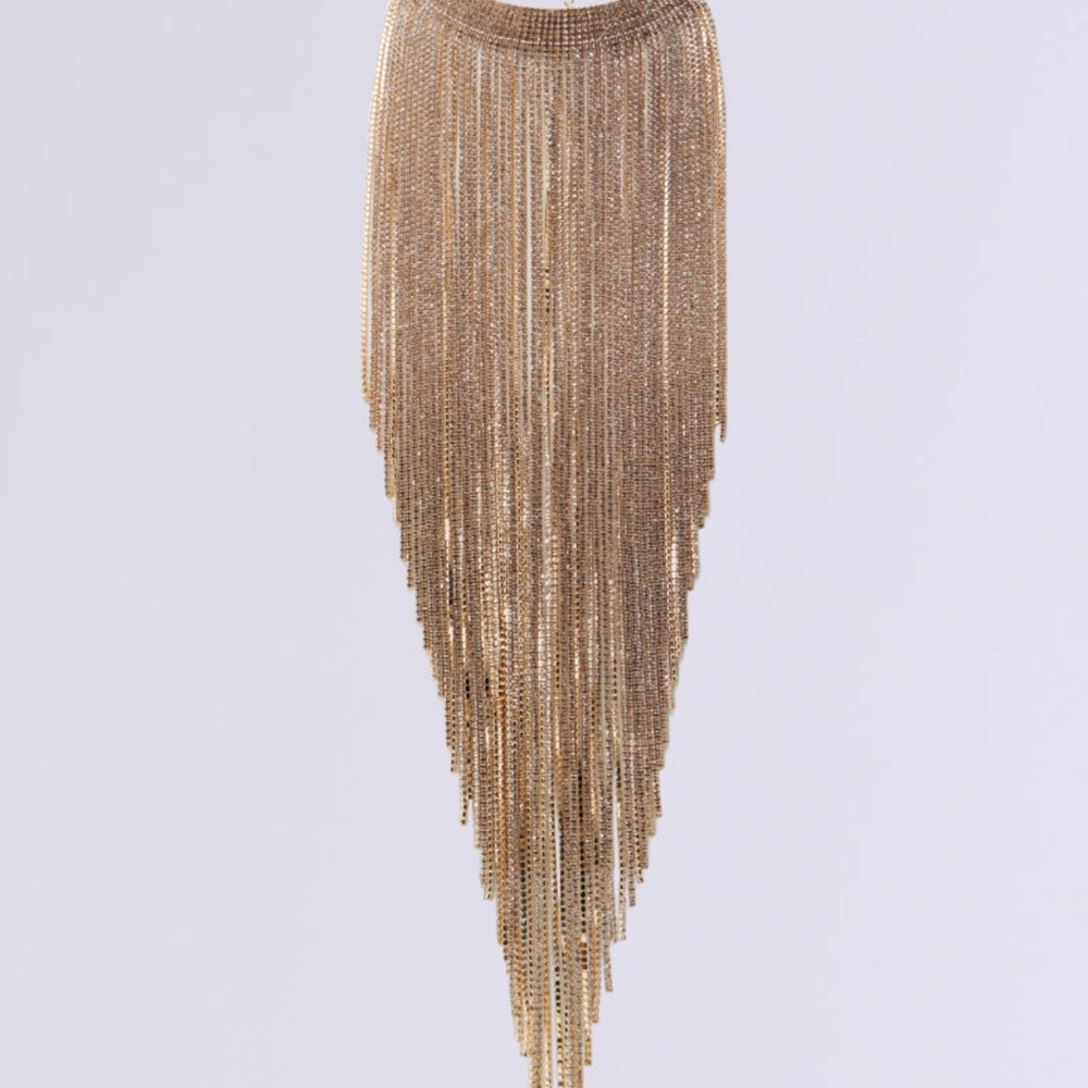 Elegant Gold Fringe Necklace